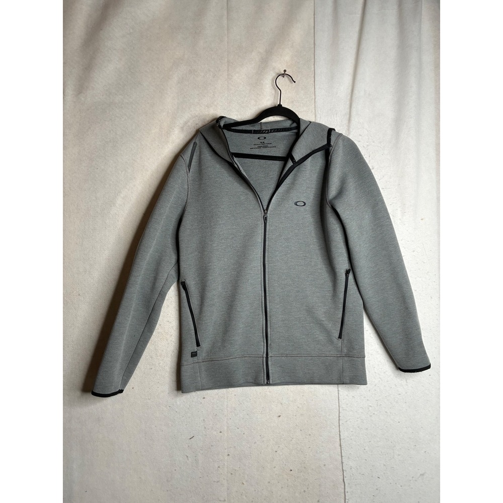Oakley Mens Full Zip Hoodie Heather Gray Athletic Jacket Regular Fit Size M